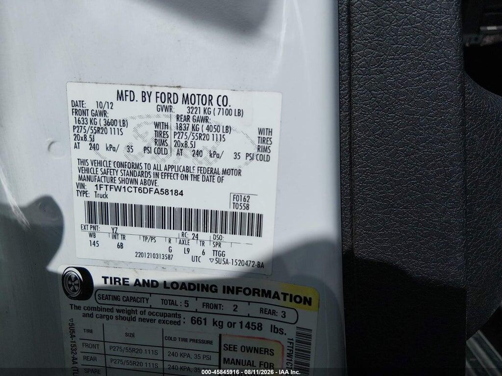1FTFW1CT6DFA58184 2013 FORD F-150 photo no. 9