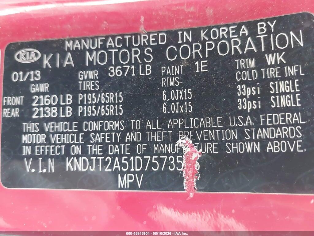KNDJT2A51D7573536 2013 KIA SOUL photo no. 9