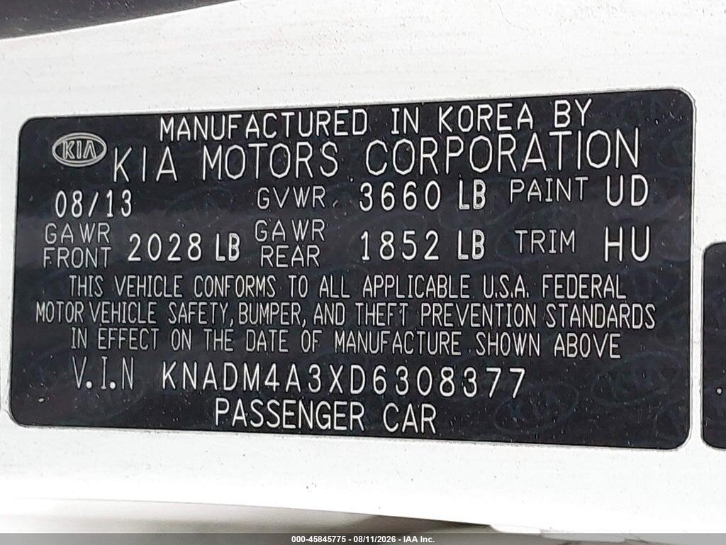 KNADM4A3XD6308377 2013 KIA RIO photo no. 9