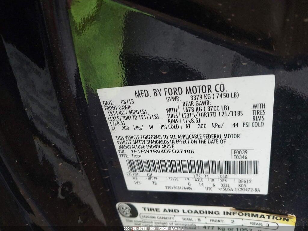 1FTFW1R64DFD27106 2013 FORD F-150 photo no. 9