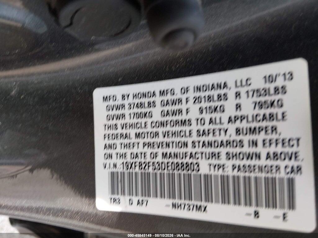 19XFB2F53DE088803 2013 HONDA CIVIC photo no. 9