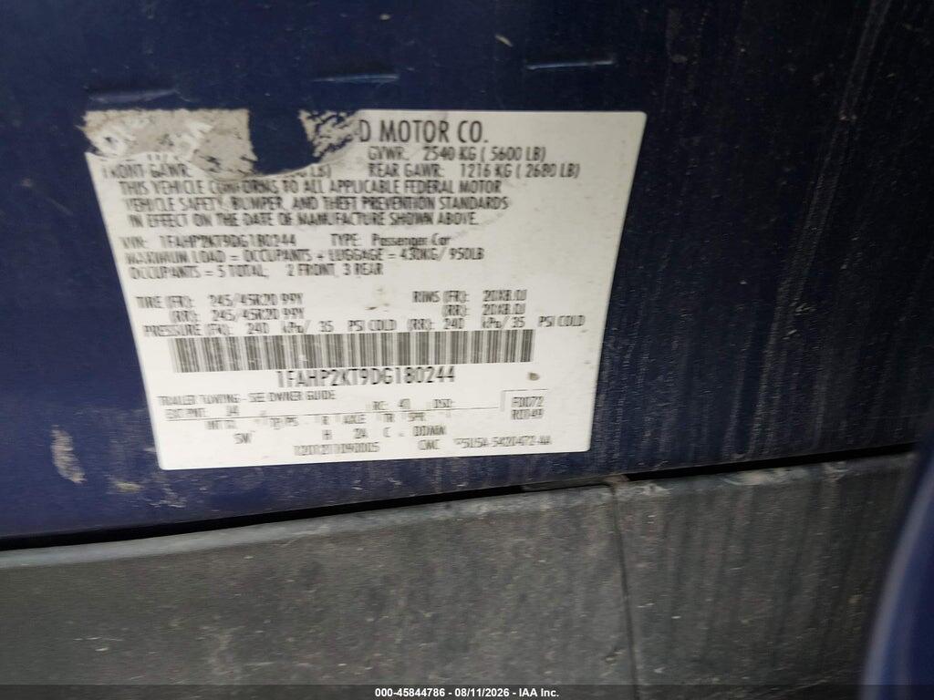 1FAHP2KT9DG180244 2013 FORD TAURUS photo no. 9