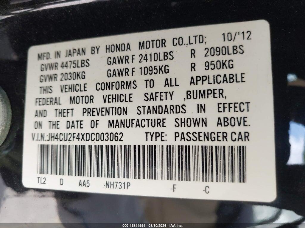 JH4CU2F4XDC003062 2013 ACURA TSX photo no. 9