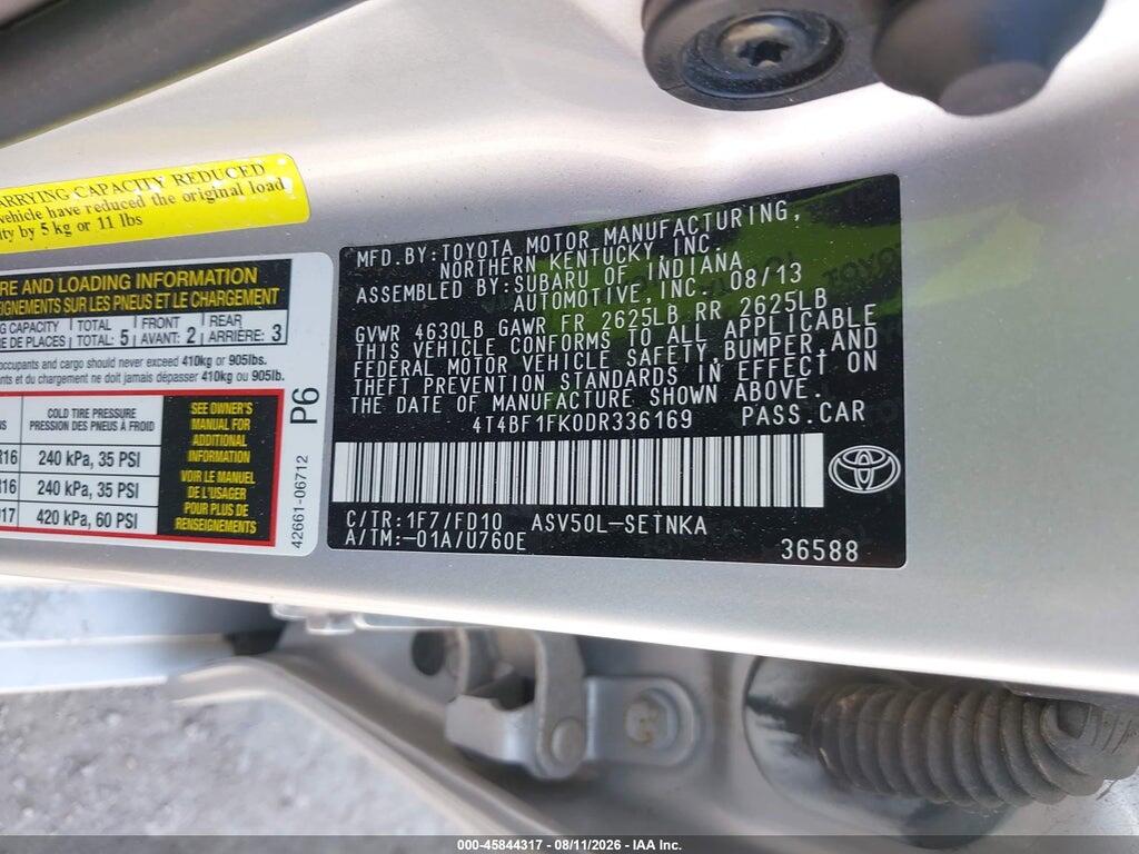 4T4BF1FK0DR336169 2013 TOYOTA CAMRY photo no. 9