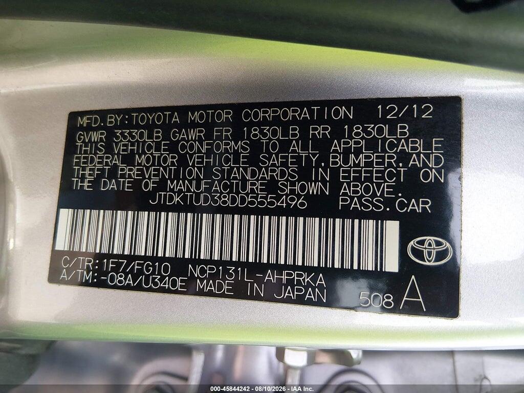JTDKTUD38DD555496 2013 TOYOTA YARIS photo no. 9