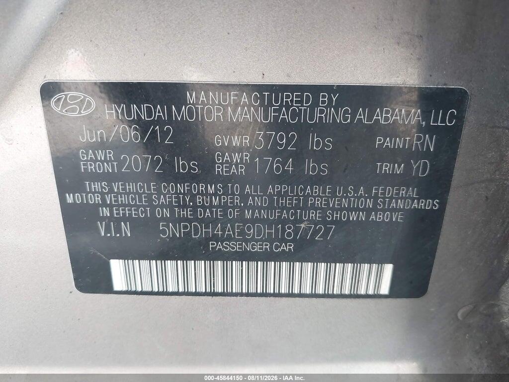 5NPDH4AE9DH187727 2013 HYUNDAI ELANTRA photo no. 9