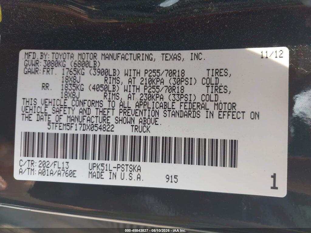 5TFEM5F17DX054822 2013 TOYOTA TUNDRA photo no. 9
