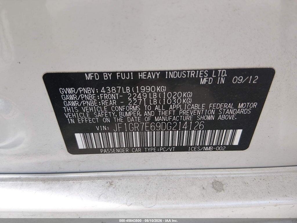 JF1GR7E69DG214126 2013 SUBARU IMPREZA WRX photo no. 9