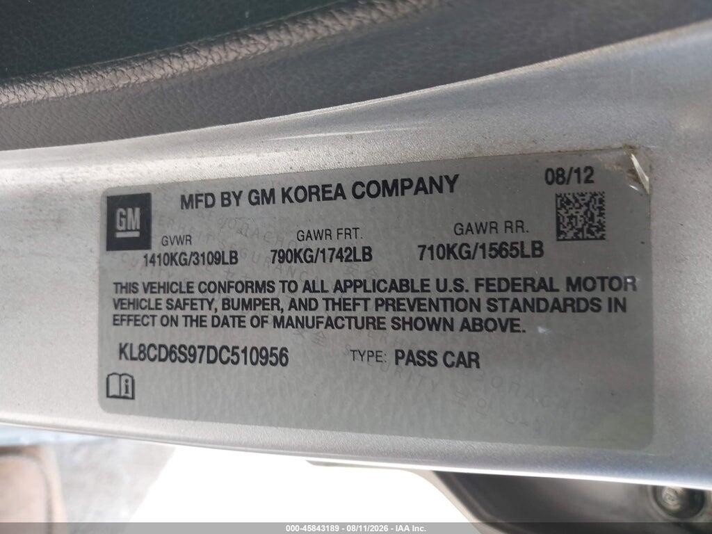 KL8CD6S97DC510956 2013 CHEVROLET SPARK photo no. 9