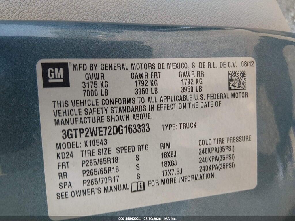 3GTP2WE72DG163333 2013 GMC SIERRA 1500 photo no. 9