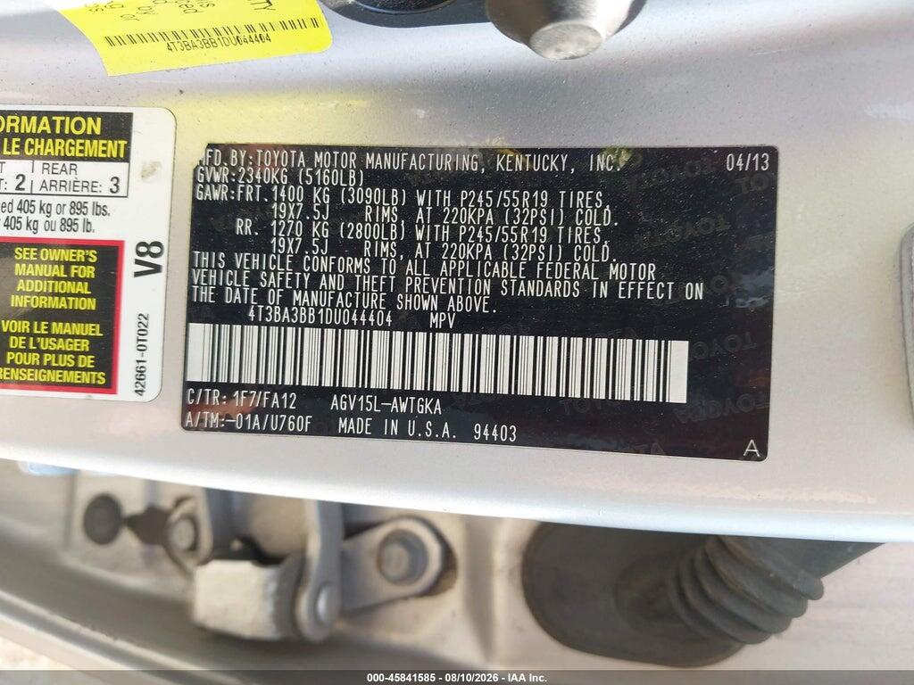 4T3BA3BB1DU044404 2013 TOYOTA VENZA photo no. 9