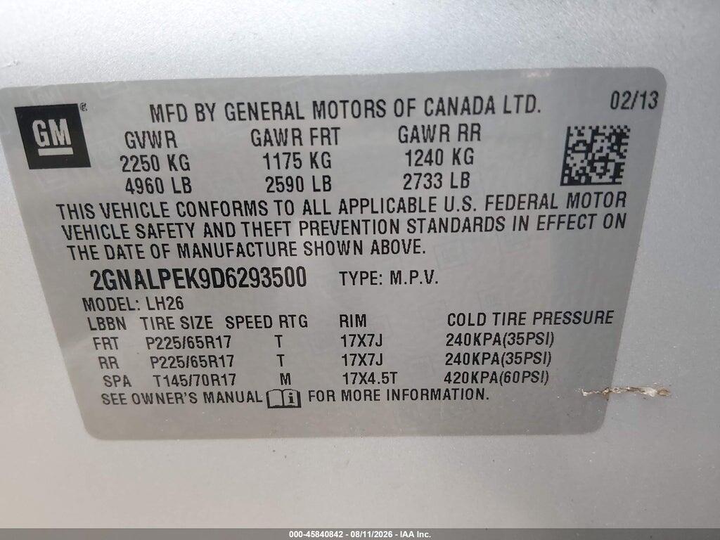 2GNALPEK9D6293500 2013 CHEVROLET EQUINOX photo no. 9