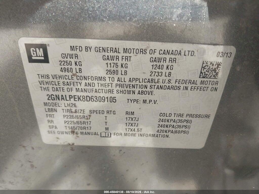 2GNALPEK8D6309105 2013 CHEVROLET EQUINOX photo no. 9