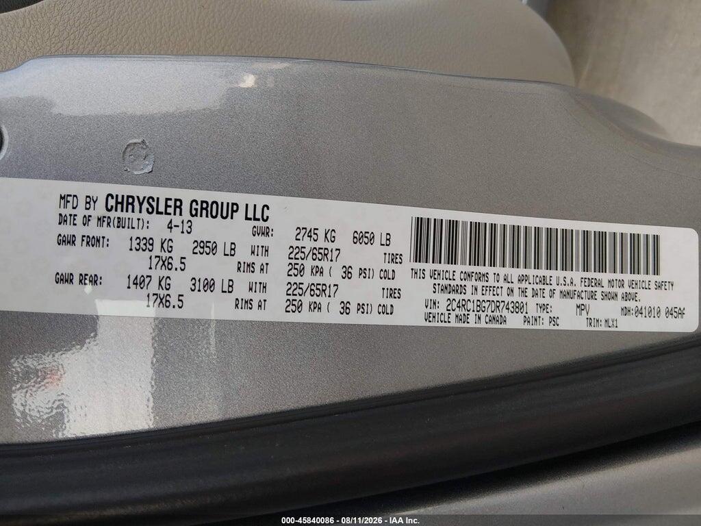 2C4RC1BG7DR743801 2013 CHRYSLER TOWN & COUNTRY photo no. 9