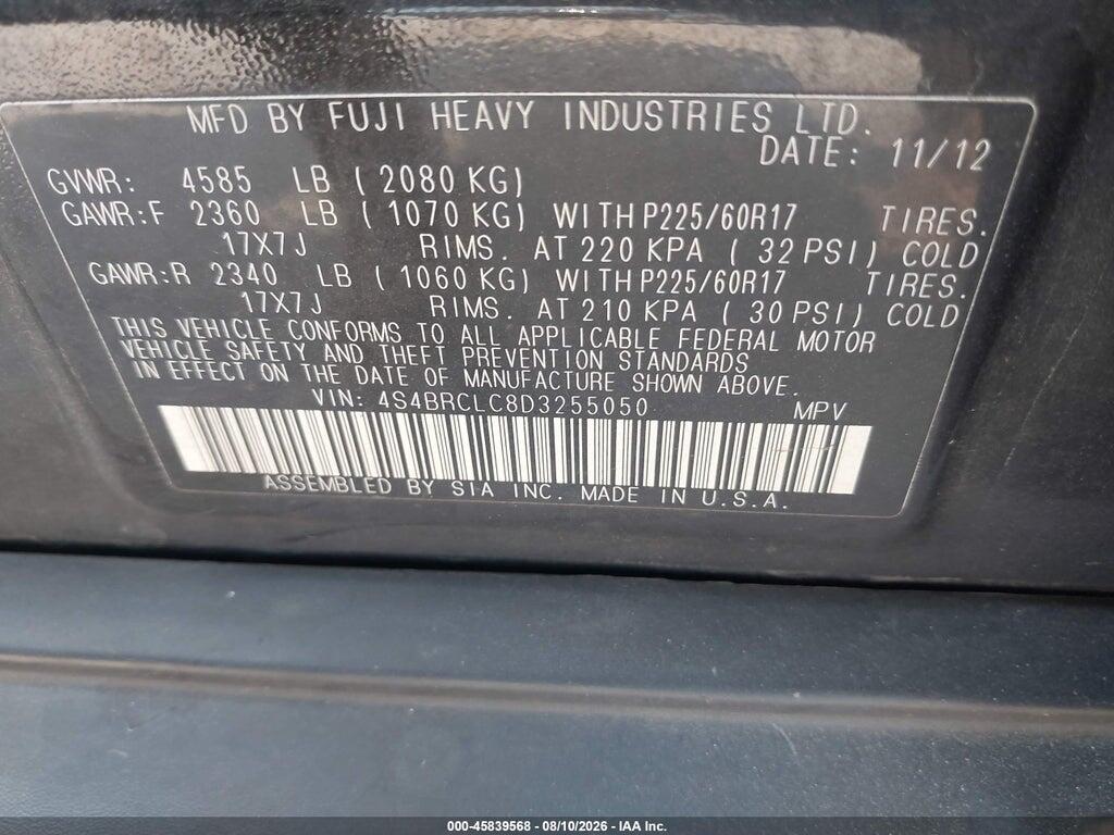 4S4BRCLC8D3255050 2013 SUBARU OUTBACK photo no. 9