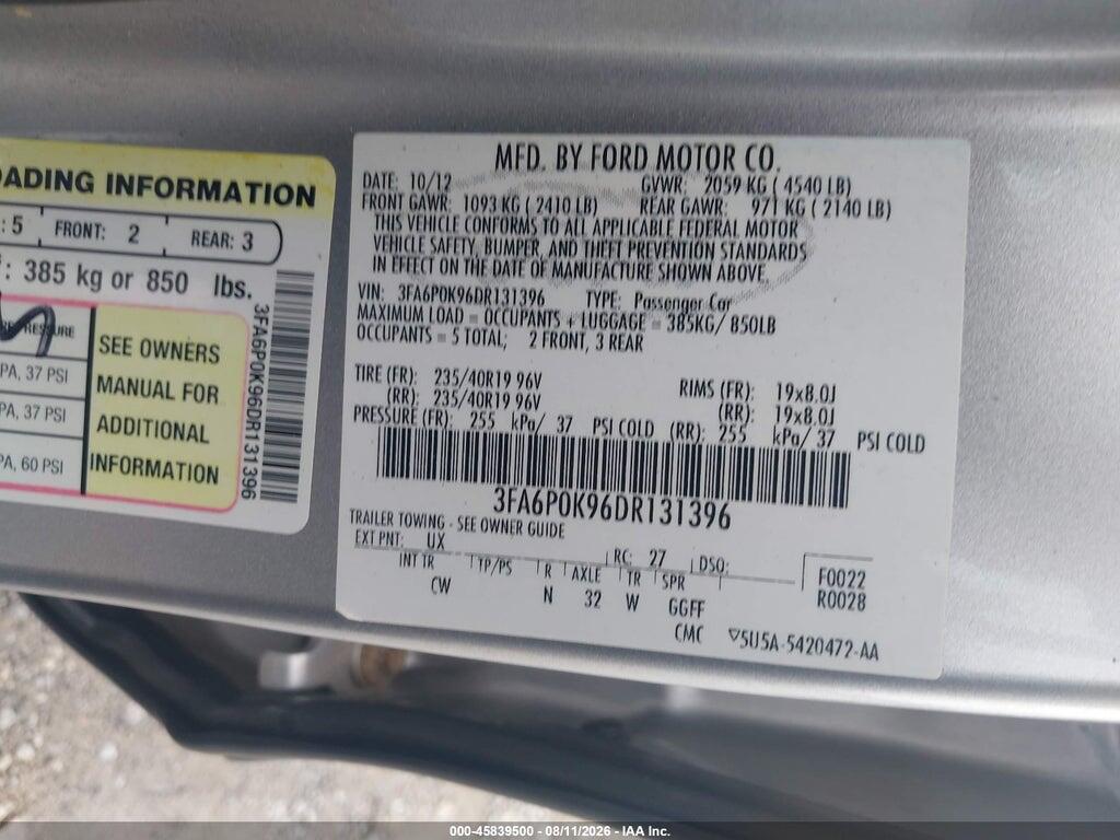 3FA6P0K96DR131396 2013 FORD FUSION photo no. 9