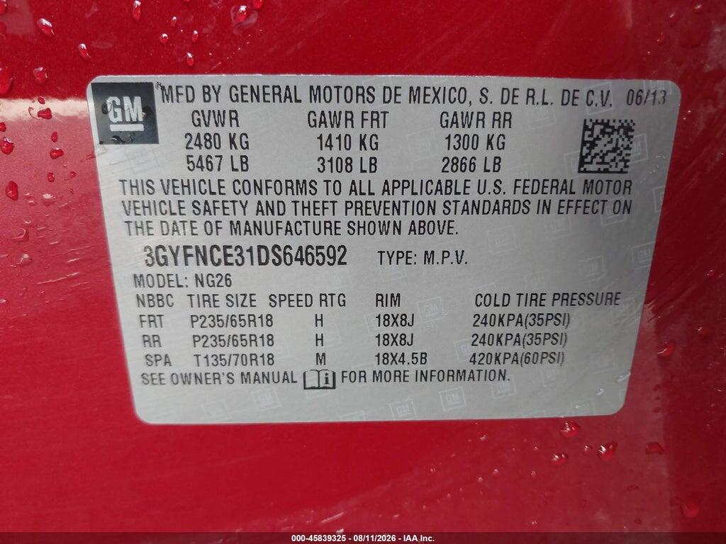 3GYFNCE31DS646592 2013 CADILLAC SRX photo no. 9