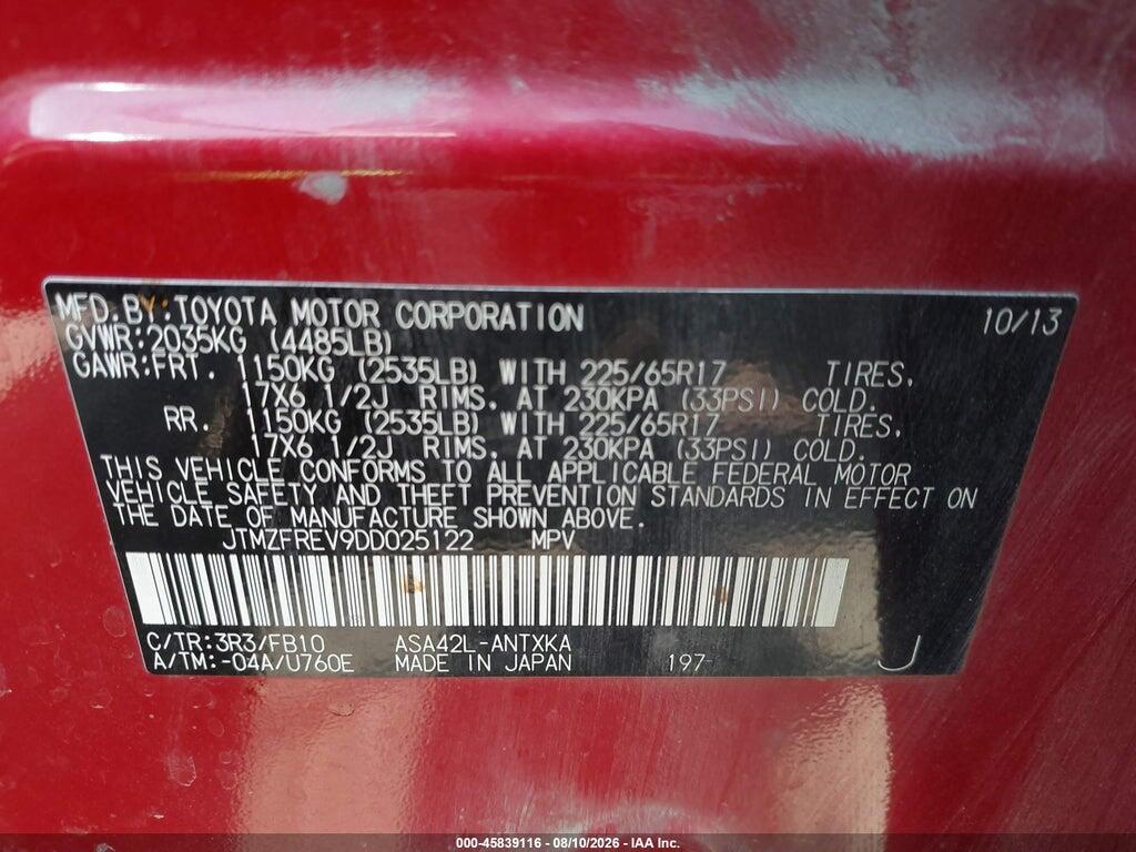 JTMZFREV9DD025122 2013 TOYOTA RAV4 photo no. 9