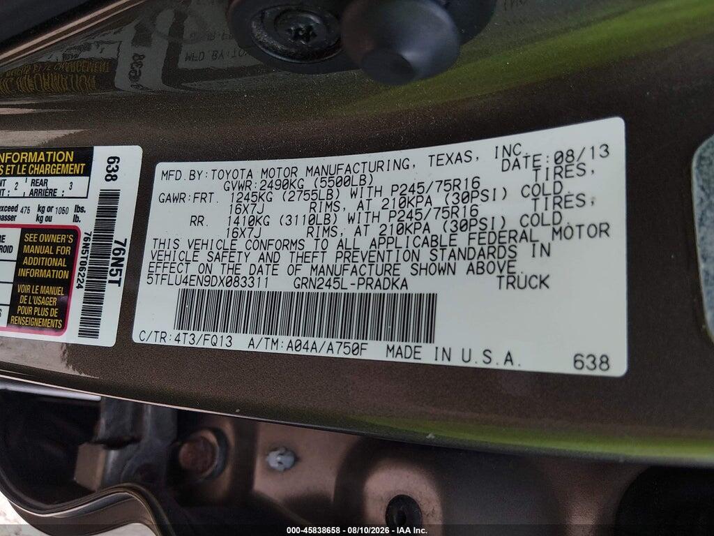 5TFLU4EN9DX083311 2013 TOYOTA TACOMA photo no. 9