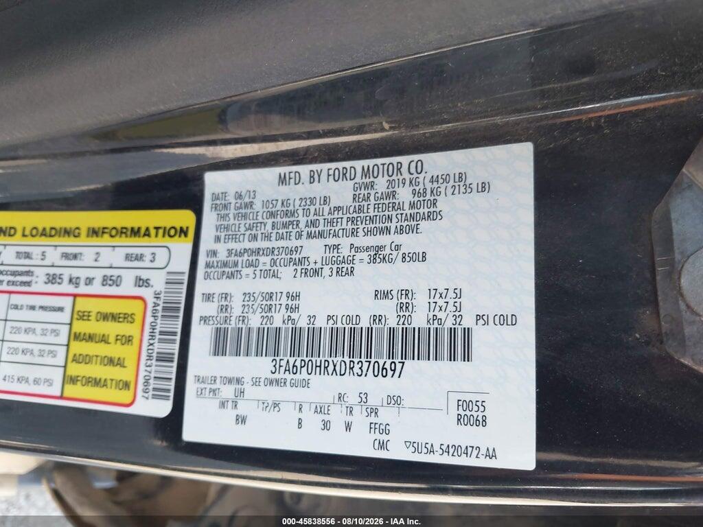 3FA6P0HRXDR370697 2013 FORD FUSION photo no. 9