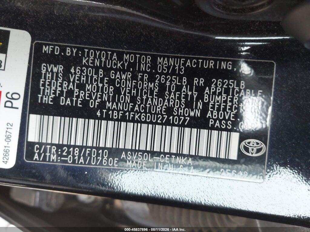 4T1BF1FK6DU271077 2013 TOYOTA CAMRY photo no. 9