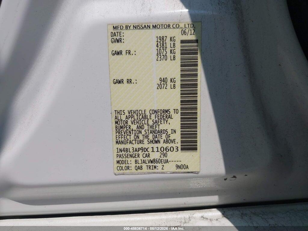 1N4BL3AP9DC110603 2013 NISSAN ALTIMA photo no. 9