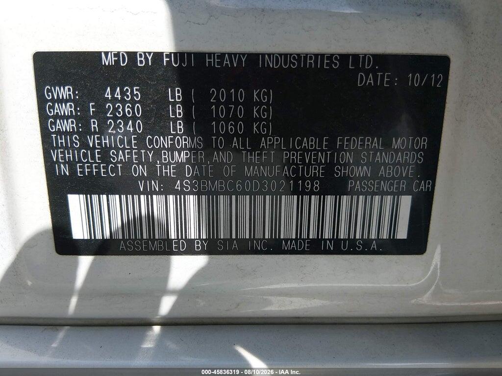 4S3BMBC60D3021198 2013 SUBARU LEGACY photo no. 9