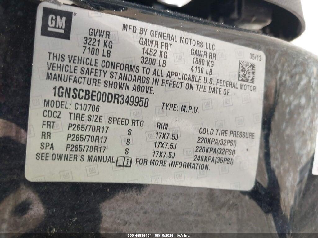 1GNSCBE00DR349950 2013 CHEVROLET TAHOE photo no. 9