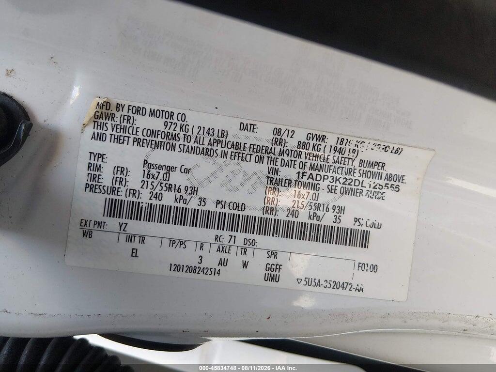 1FADP3K22DL125556 2013 FORD FOCUS photo no. 9