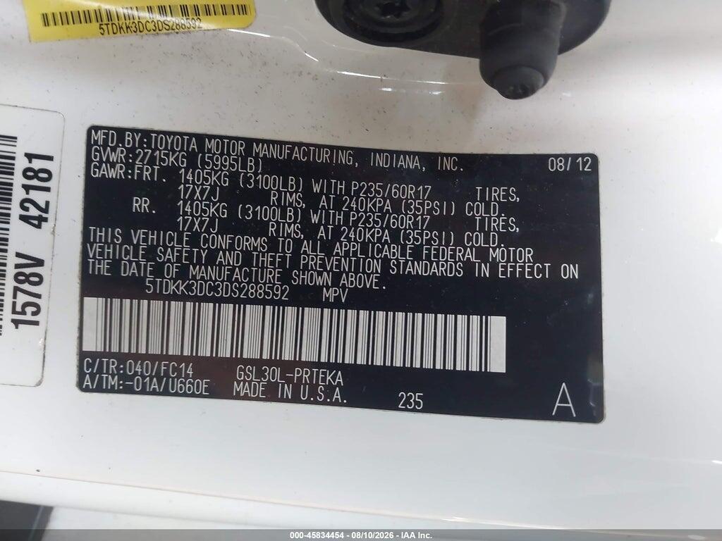 5TDKK3DC3DS288592 2013 TOYOTA SIENNA photo no. 9