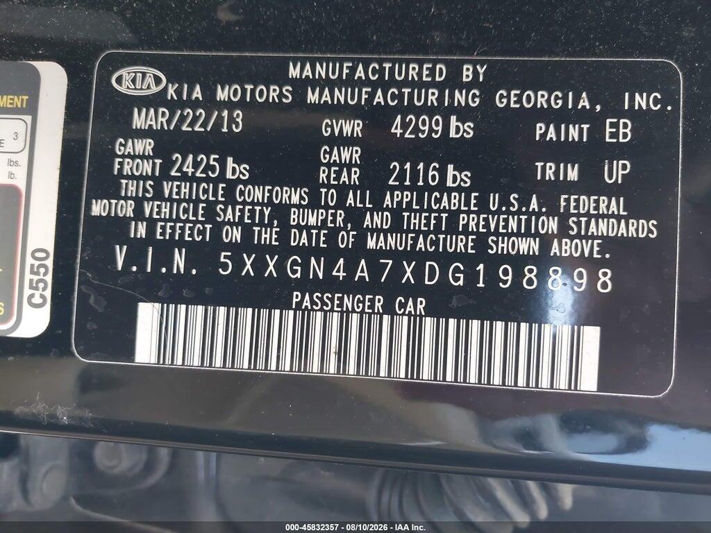 5XXGN4A7XDG198898 2013 KIA OPTIMA photo no. 9
