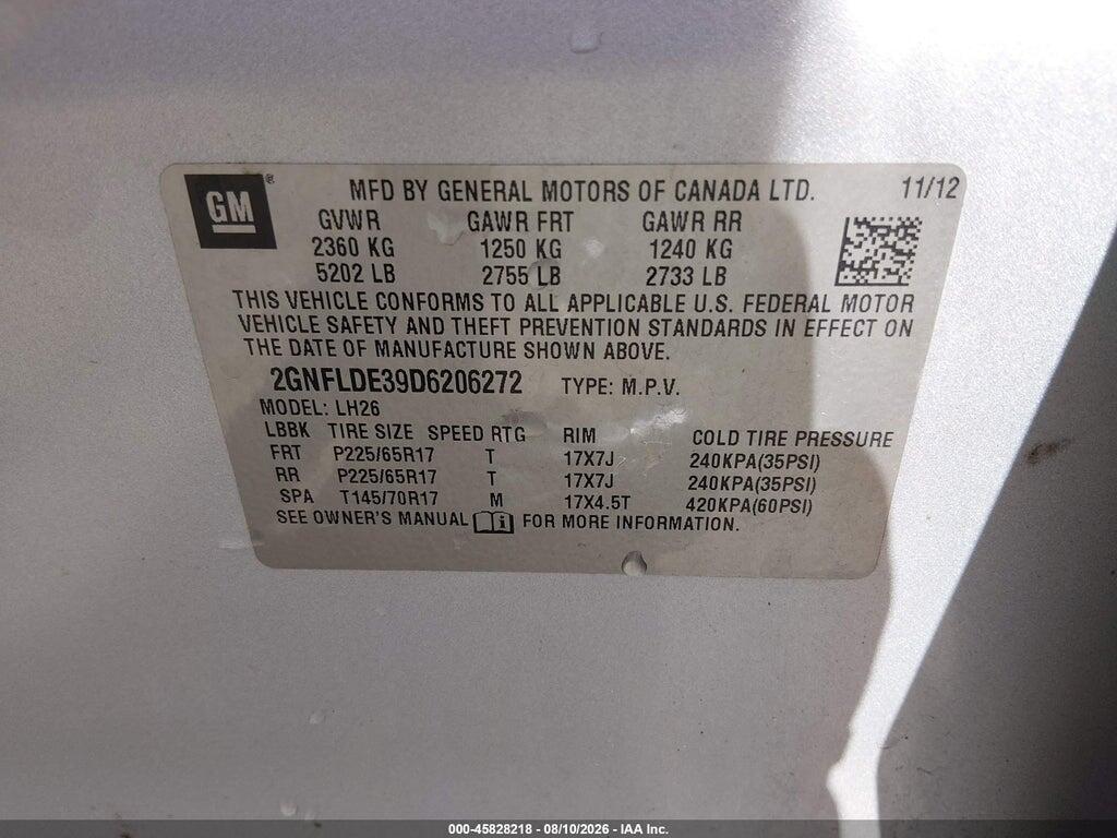 2GNFLDE39D6206272 2013 CHEVROLET EQUINOX photo no. 9