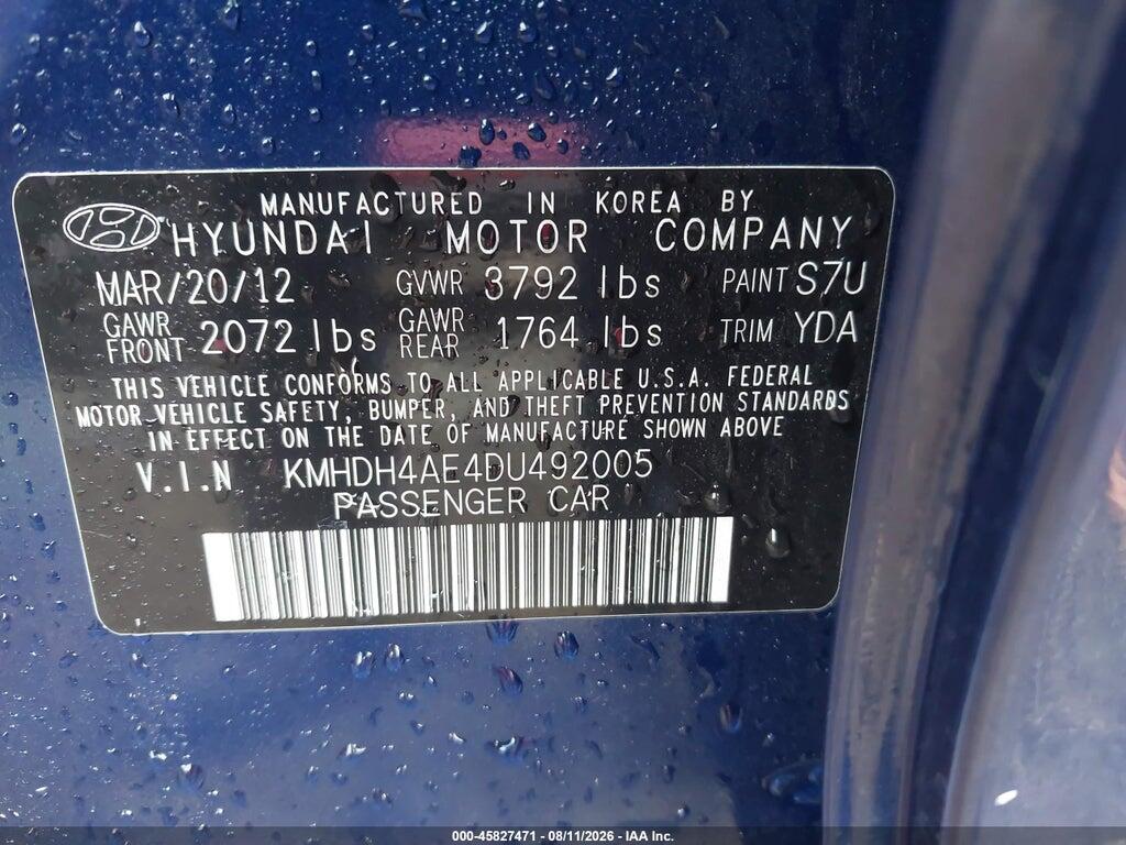 KMHDH4AE4DU492005 2013 HYUNDAI ELANTRA photo no. 9