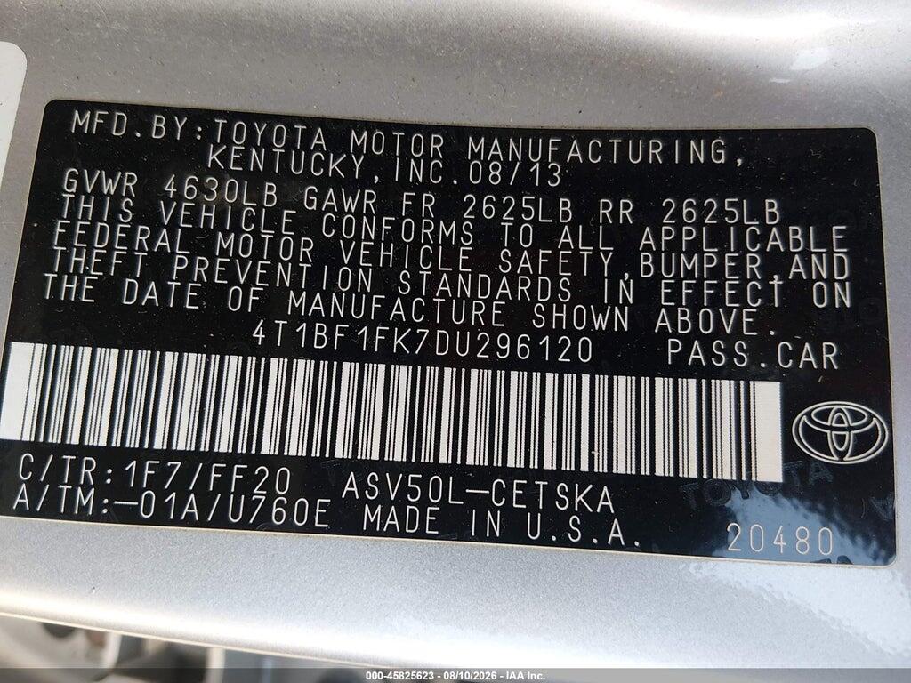 4T1BF1FK7DU296120 2013 TOYOTA CAMRY photo no. 9
