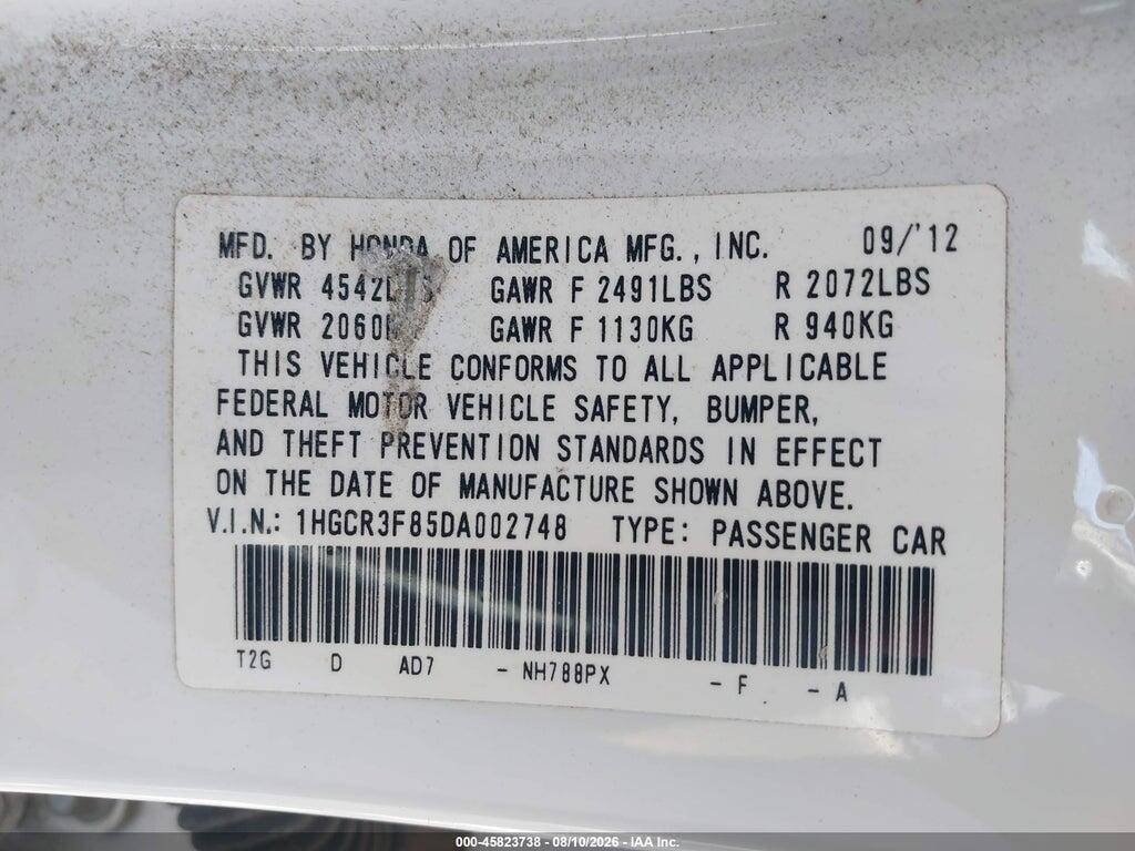 1HGCR3F85DA002748 2013 HONDA ACCORD photo no. 9