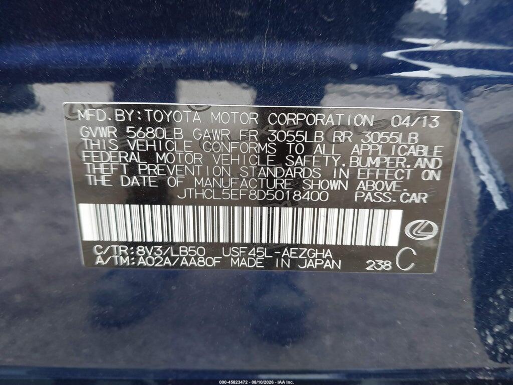 JTHCL5EF8D5018400 2013 LEXUS LS 460 photo no. 9