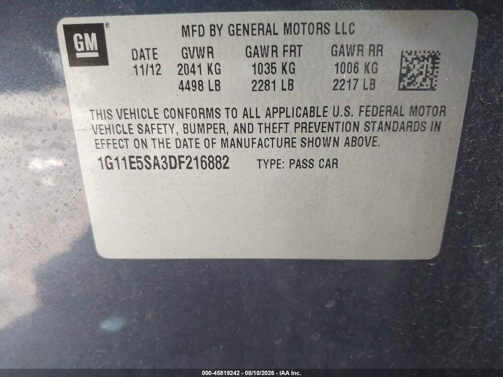 1G11E5SA3DF216882 2013 CHEVROLET MALIBU photo no. 9