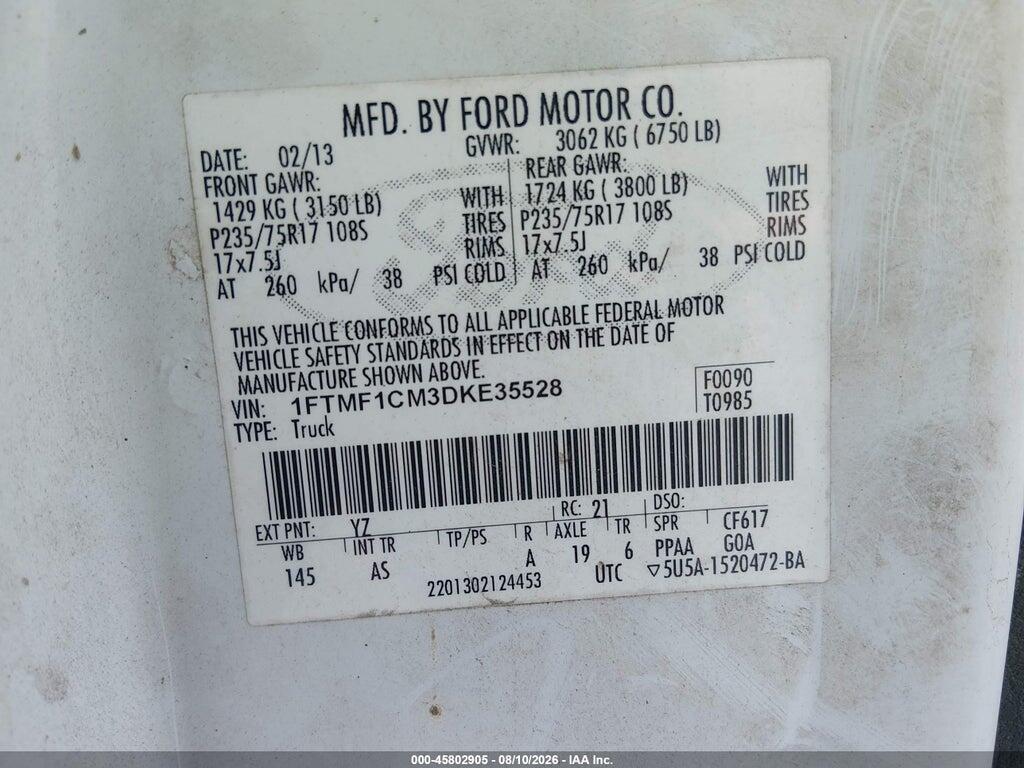 1FTMF1CM3DKE35528 2013 FORD F-150 photo no. 8