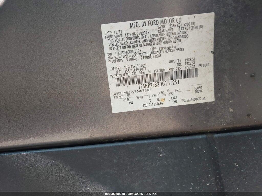 1FAHP2F83DG181251 2013 FORD TAURUS photo no. 9