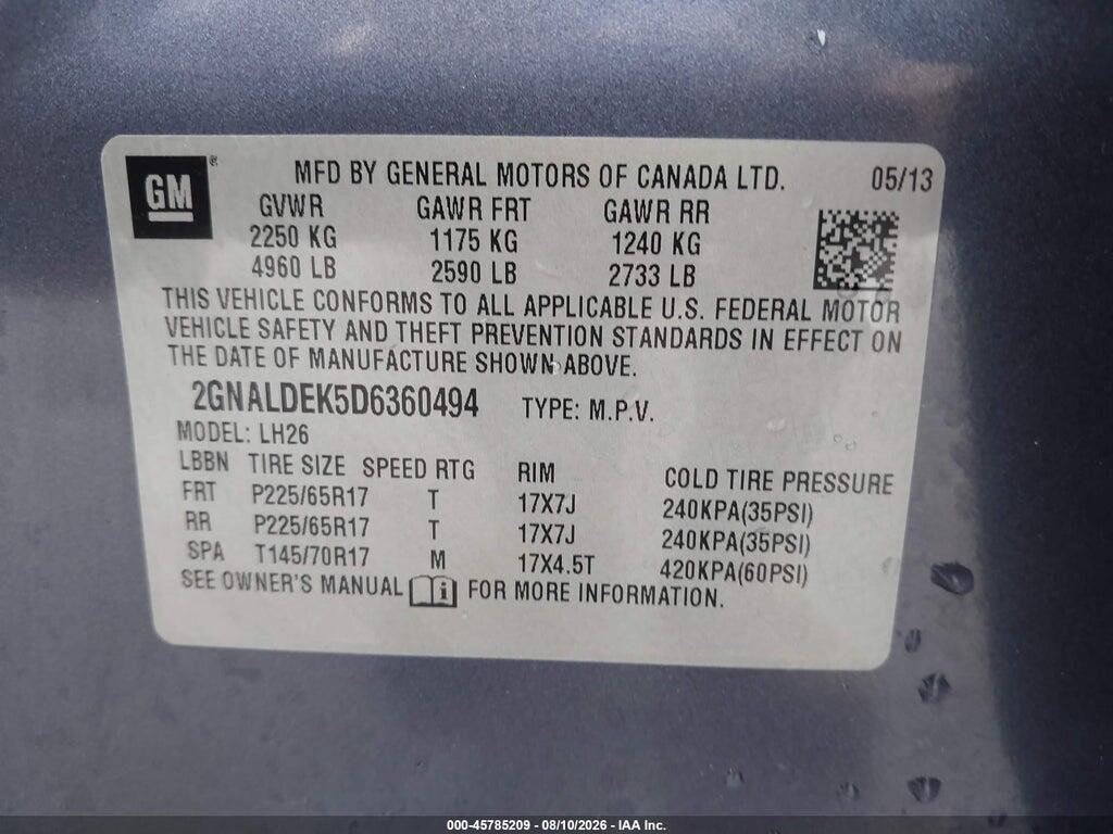 2GNALDEK5D6360494 2013 CHEVROLET EQUINOX photo no. 9