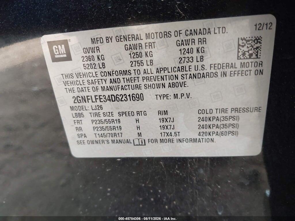 2GNFLFE34D6231690 2013 CHEVROLET EQUINOX photo no. 9