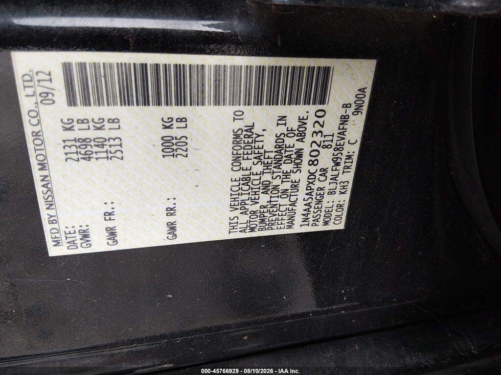 1N4AA5APXDC802320 2013 NISSAN MAXIMA photo no. 9