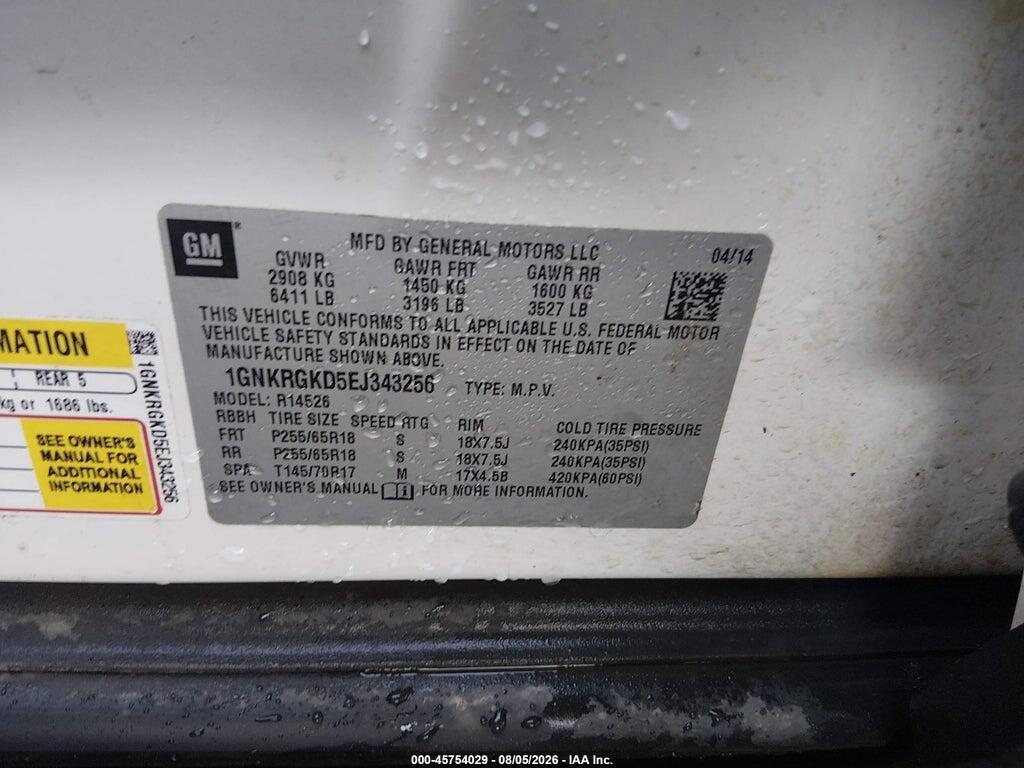 1GNKRGKD5EJ343256 2014 CHEVROLET TRAVERSE photo no. 9