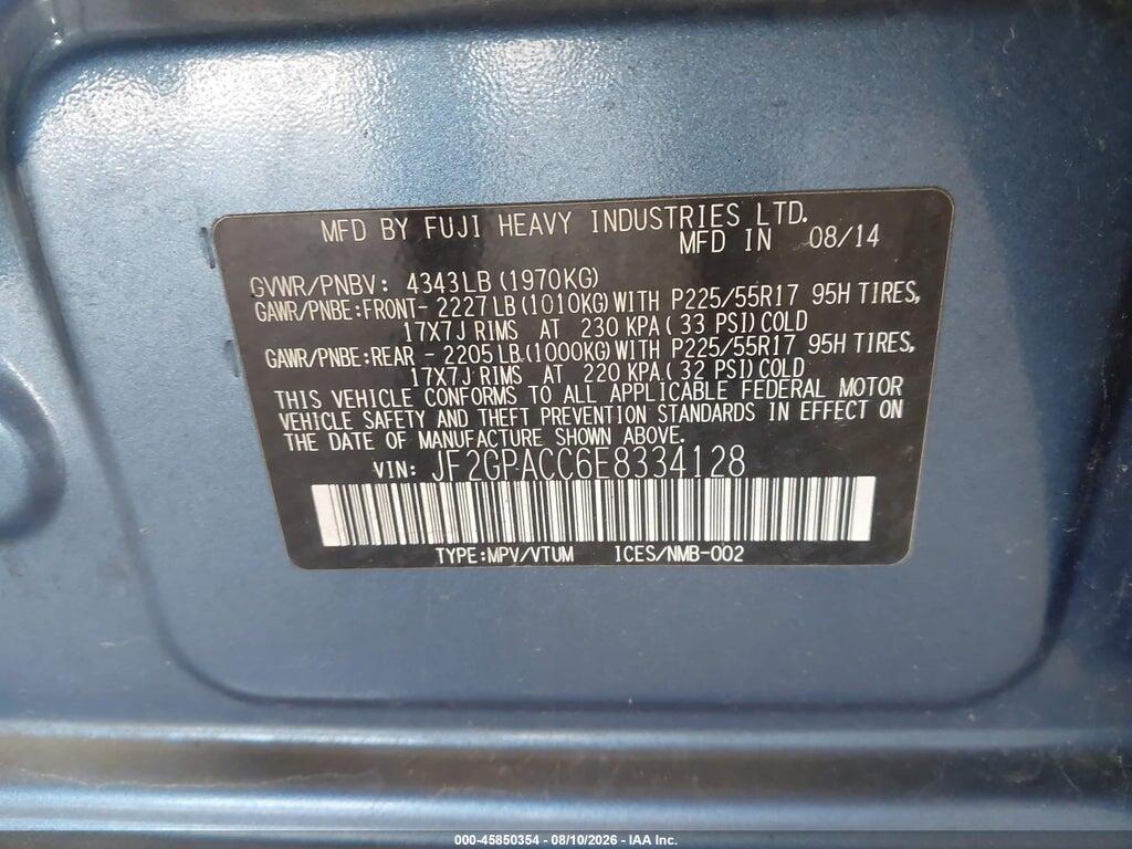JF2GPACC6E8334128 2014 SUBARU XV CROSSTREK photo no. 9
