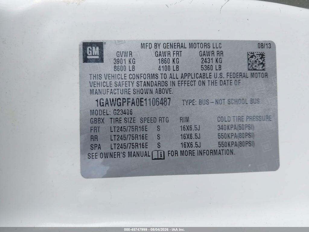 1GAWGPFA0E1106487 2014 CHEVROLET EXPRESS 2500 photo no. 9