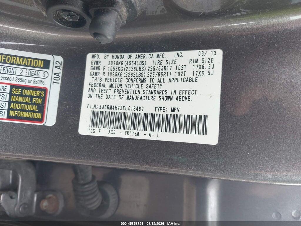 5J6RM4H72EL018469 2014 HONDA CR-V photo no. 9