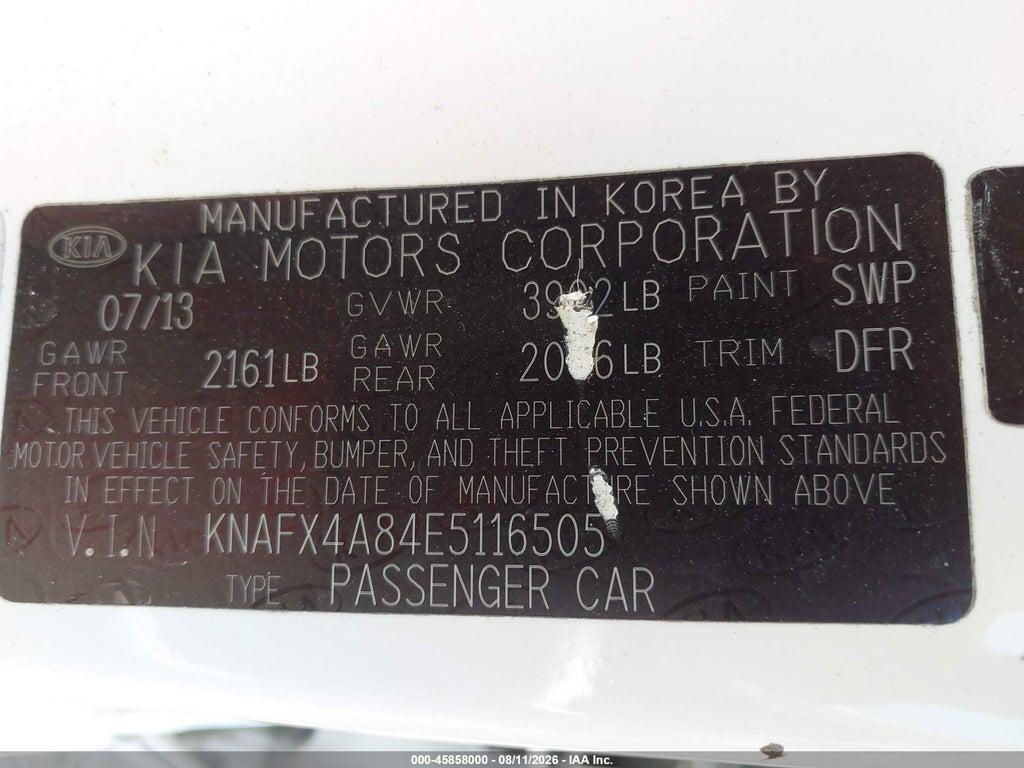 KNAFX4A84E5116505 2014 KIA FORTE photo no. 9