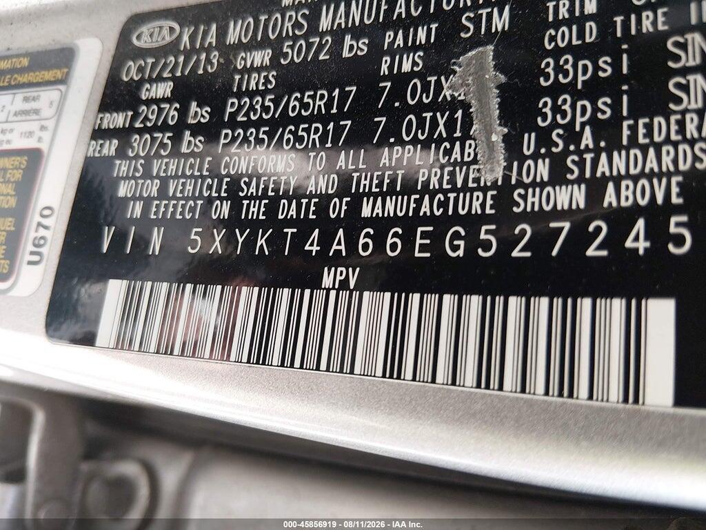 5XYKT4A66EG527245 2014 KIA SORENTO photo no. 9