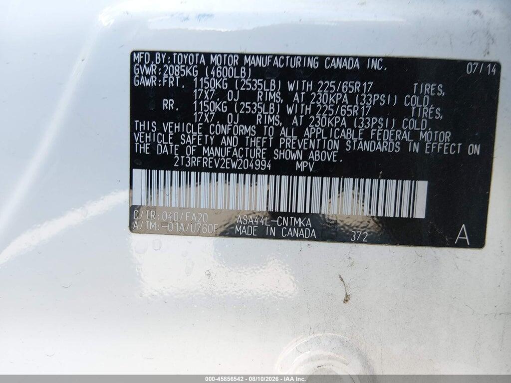 2T3RFREV2EW204994 2014 TOYOTA RAV4 photo no. 9