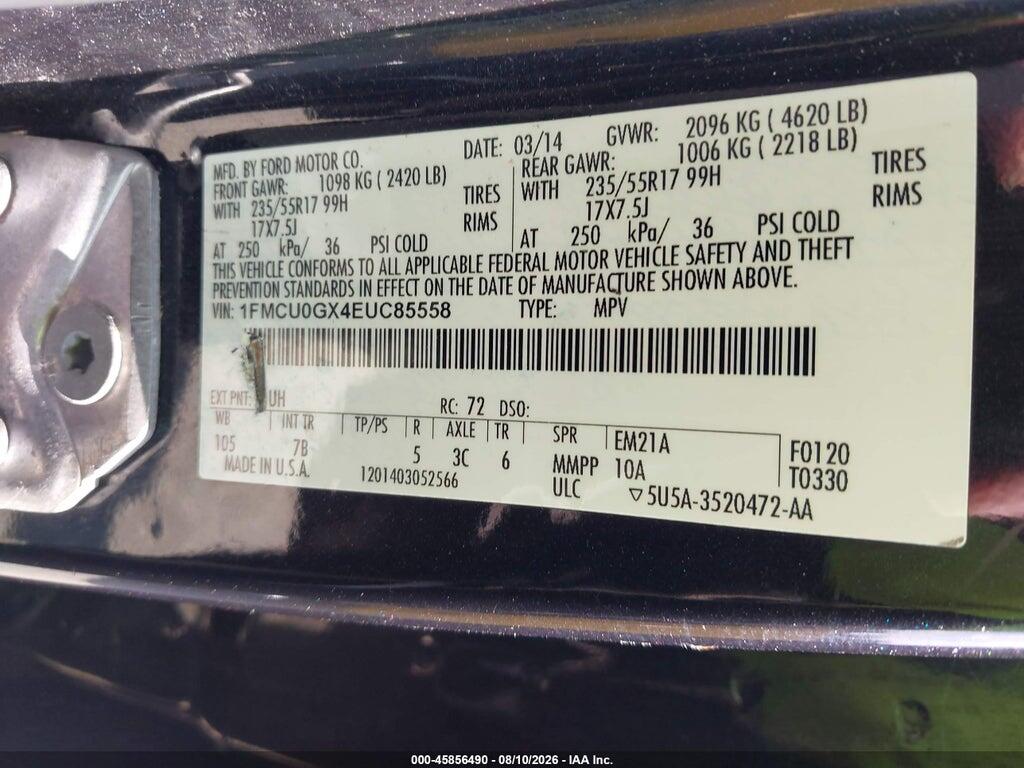 1FMCU0GX4EUC85558 2014 FORD ESCAPE photo no. 9